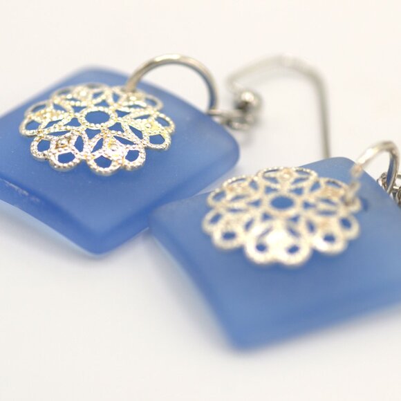 Sea Glass Dangle Earrings - Picture 5 of 10